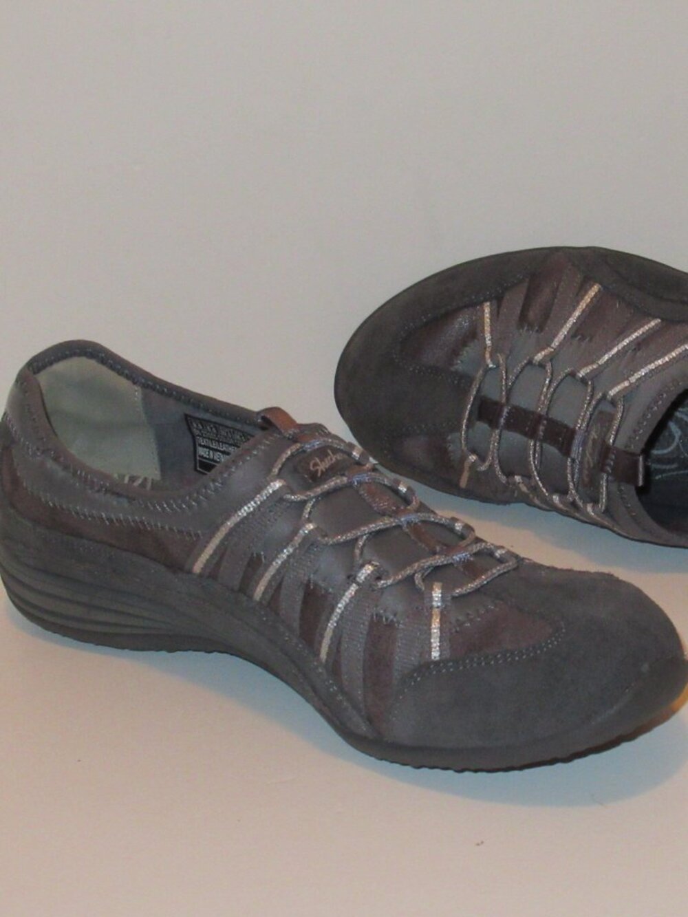 New Skechers Unity Beaming Womens 9.5 Gray Suede/Leather Slip On Sneakers 23151 - Picture 13 of 15
